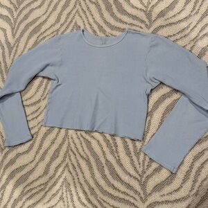 Sky Blue Long Sleeve Crop Top